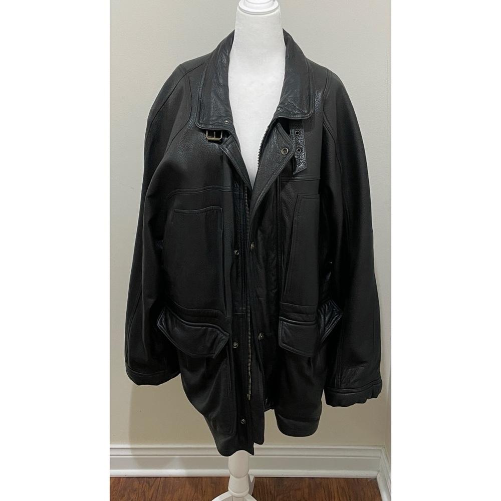 Vintage Men's Marco Pierguidi Black Leather Jacket, Size